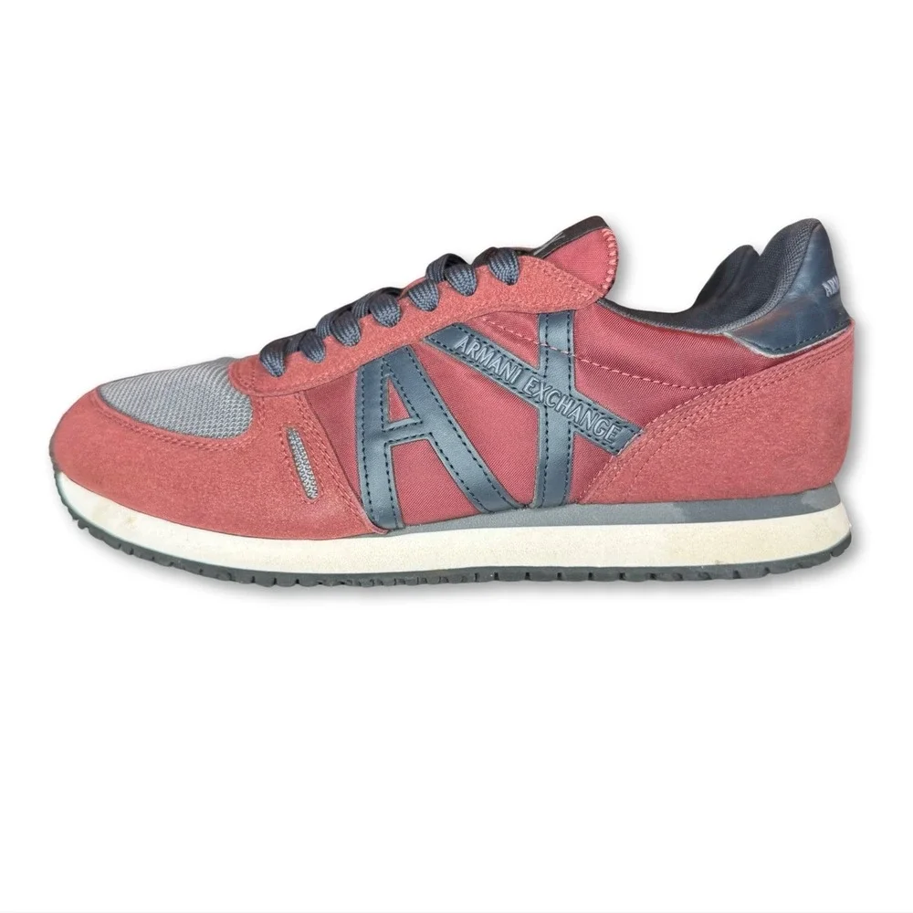 Armani Exchange Sneaker Mens 7 Micro Suede Bordeaux Navy‎ XUX017 XV028